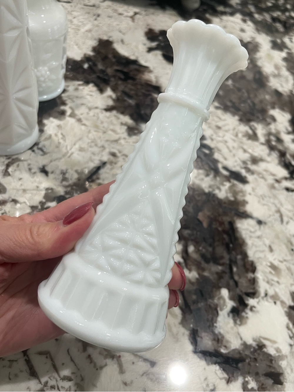 White Milk Glass Decorative Vases  Vintage - Set of 3 9”, 6”, 4.5” - Picture 12 of 12